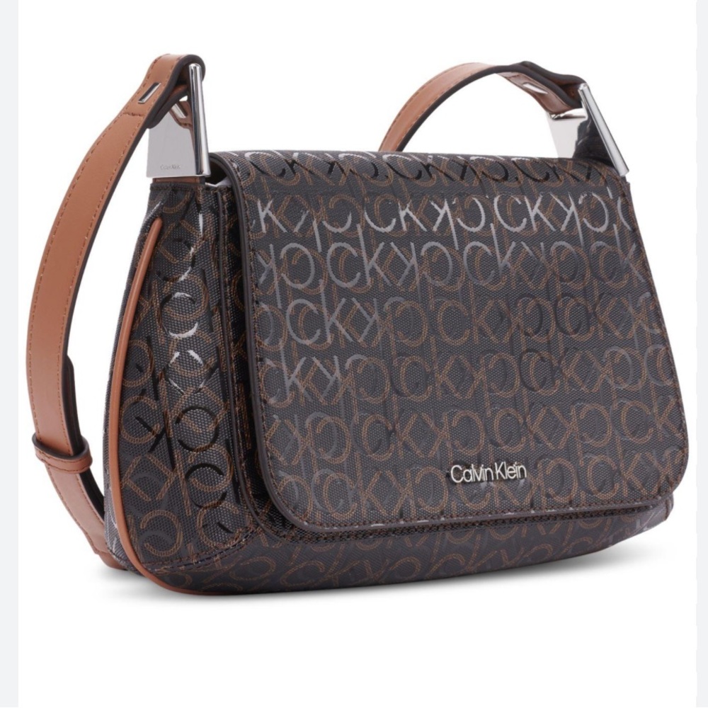 NWT Calvin Klein Charlie Signature Crossbody Magnetic Flap Bag